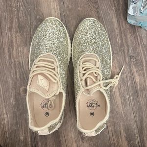 Gold glitter sneakers